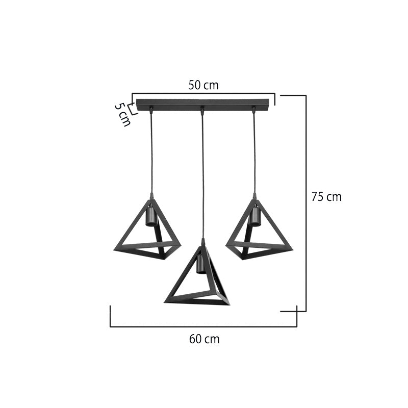 Φωτιστικό Οροφής Τρίφωτο Lich PP σε Μαύρη Απόχρωση 60x24x75