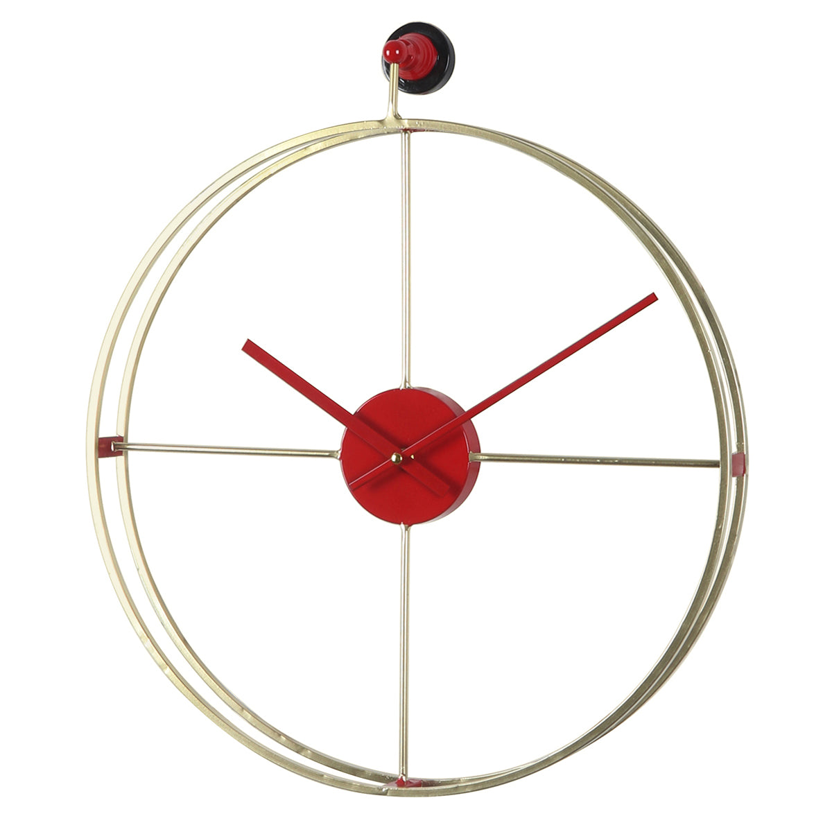 Wall Clock Gold/Red Metal 45.5x53x5.5