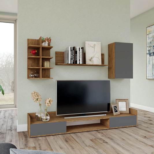 Σύνθεση Τηλεόρασης Callisto Σκούρο Δρυς-Γραφίτης 200x40x180