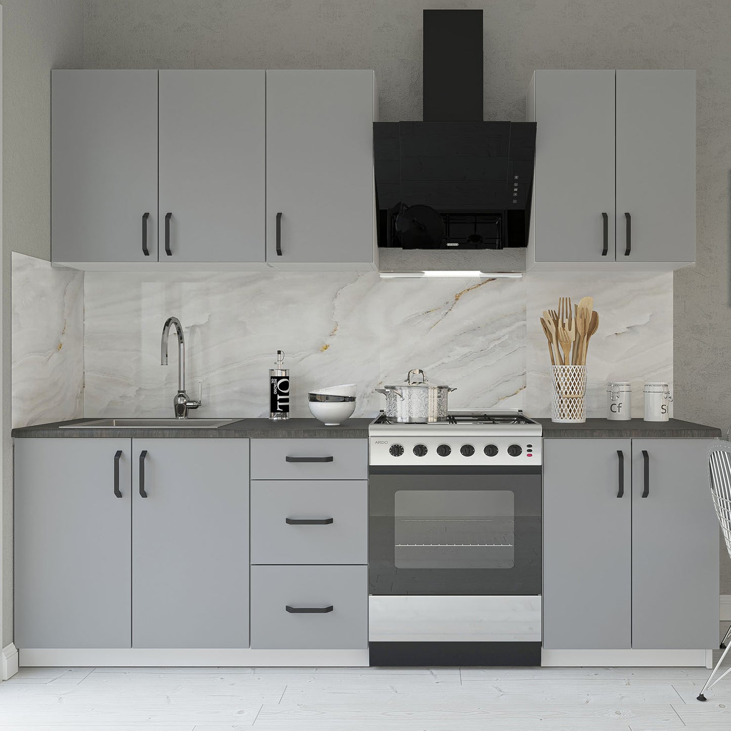 Melisa Modest 6 Piece Kitchen Set Gray