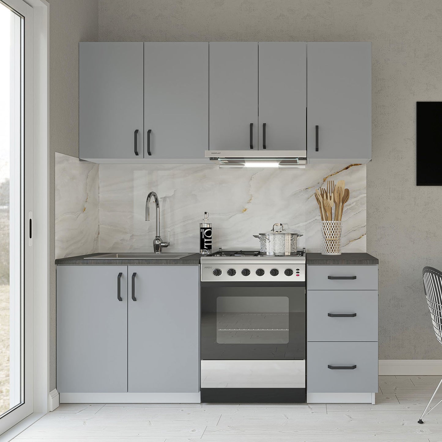 Samos Modest 5 Piece Kitchen Grey
