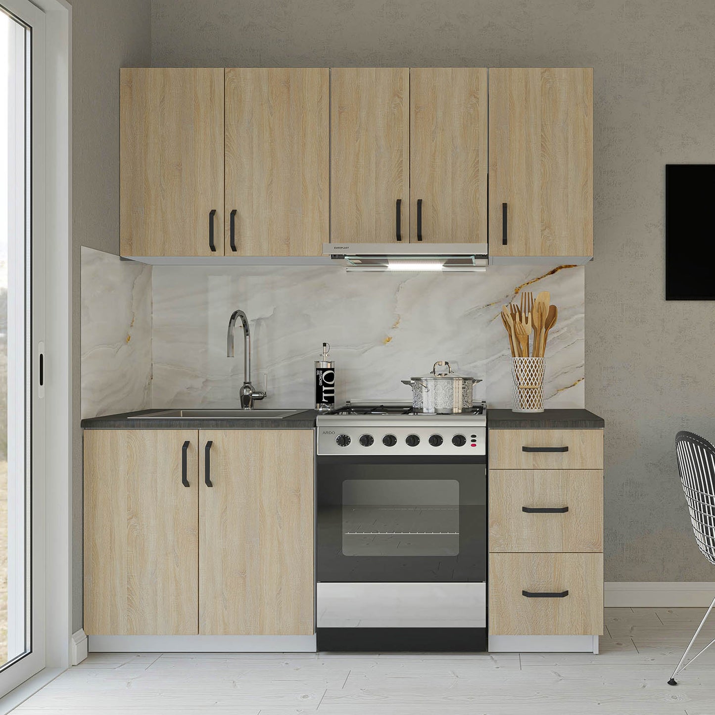 Samos Modest 5 Piece Kitchen Set Sonoma