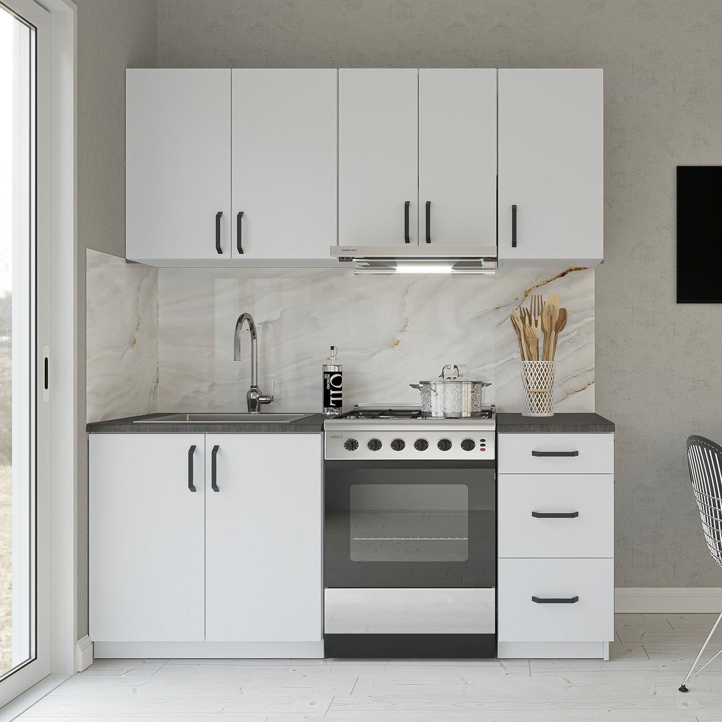 Samos Modest 5 Piece Kitchen White