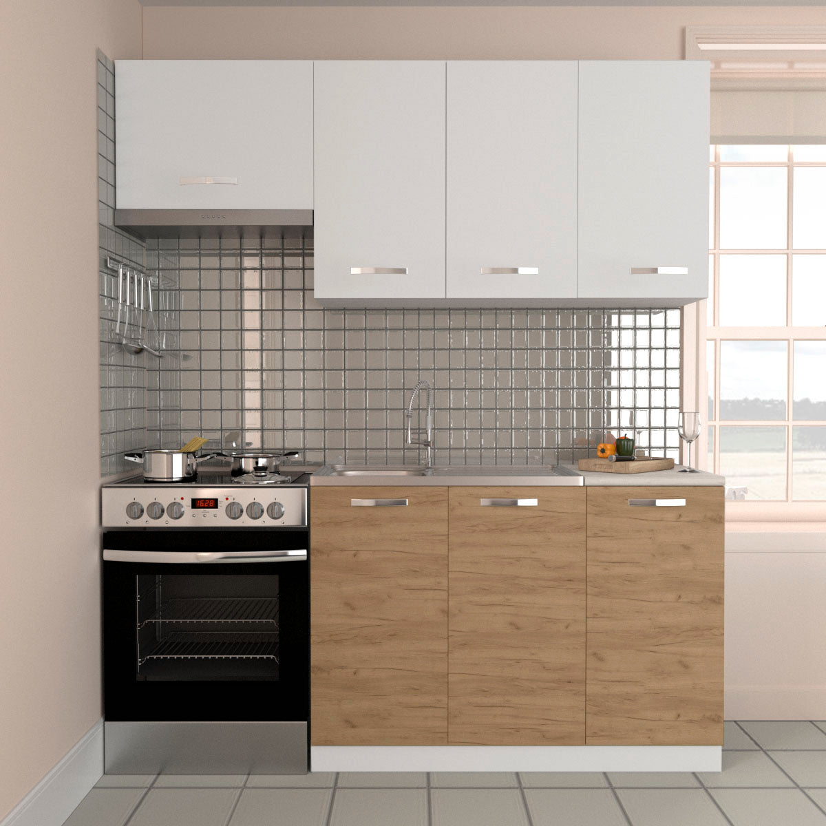 Charlotte Kitchen Set Golden Oak-White