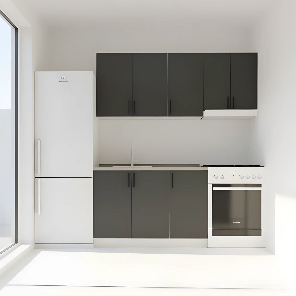 Κουζίνα Modest Σετ 5 Κουτιών Ανθρακί Άνω Κουτιά 170εκ Κάτω 110εκ