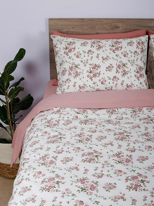 Σετ Σεντόνια Cotton Feelings 929 Pink Υπέρδιπλο με Λάστιχο 170x205+30εκ