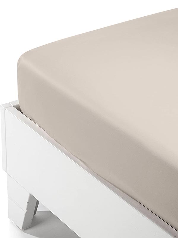 Κατωσέντονο Satin με Λάστιχο Beige Υπέρδιπλο 180x200+40εκ