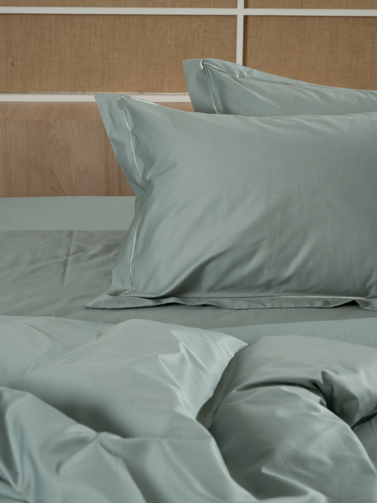 Σετ Σεντόνια Βαμβακοσατέν Omnia Μονόχρωμα Aqua King Size 280x300εκ