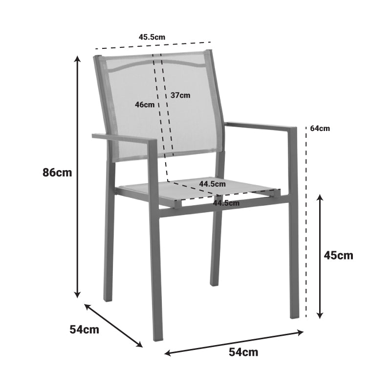 Πολυθρόνα Confidence Ανθρακί Μέταλλο και Γκρι Textilene 54x54x86