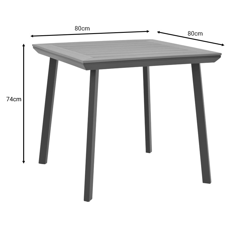 Τραπέζι Synergy Αλουμίνιο Ανθρακί-Plywood Φυσικό 80x80x74