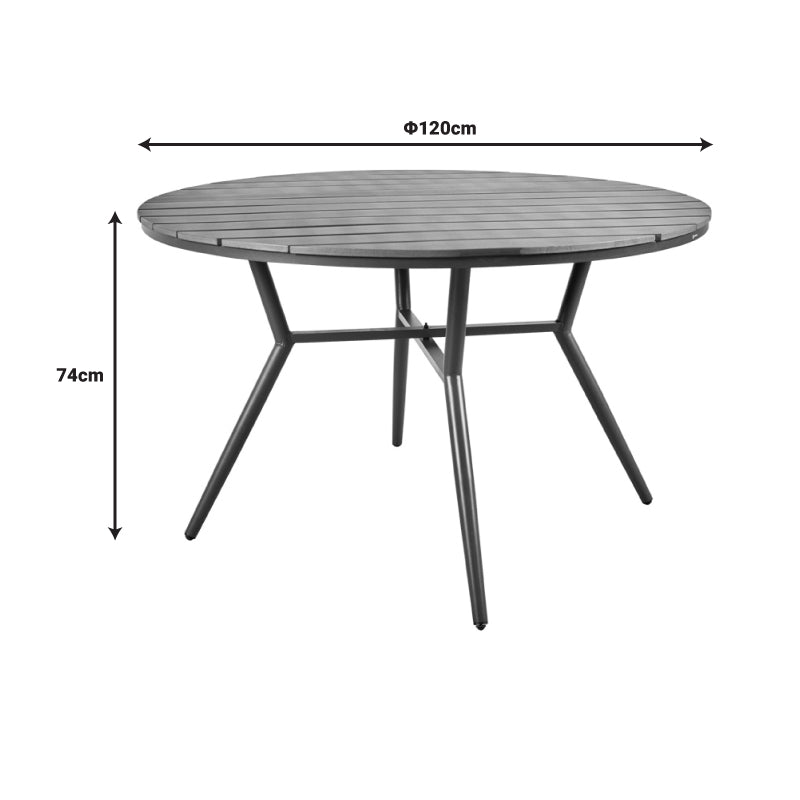 Τραπέζι Appa Αλουμίνιο και Plywood σε Ανθρακί Απόχρωση Φ120x74