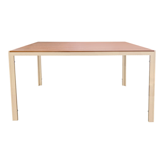 Τραπέζι Nares Αλουμίνιο Cappuccino-Plywood σε Φυσική Απόχρωση 140x80x72.5