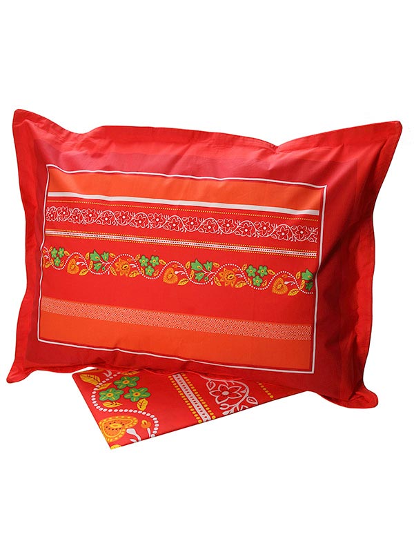 Σετ Σεντόνια Cotton Feelings Εμπριμέ 4674 Red Μονό 160x260εκ