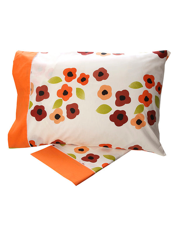 Σετ Σεντόνια Cotton Feelings Εμπριμέ 529 Orange Μονό 160x260εκ