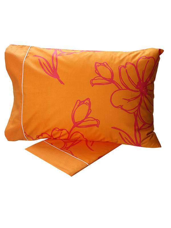 Σετ Σεντόνια Cotton Feelings Εμπριμέ 537 Orange Μονό 160x260εκ