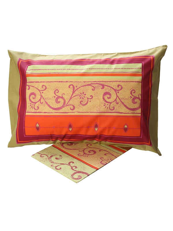 Σετ Σεντόνια Cotton Feelings Εμπριμέ 9804 Green Μονό 160x260εκ