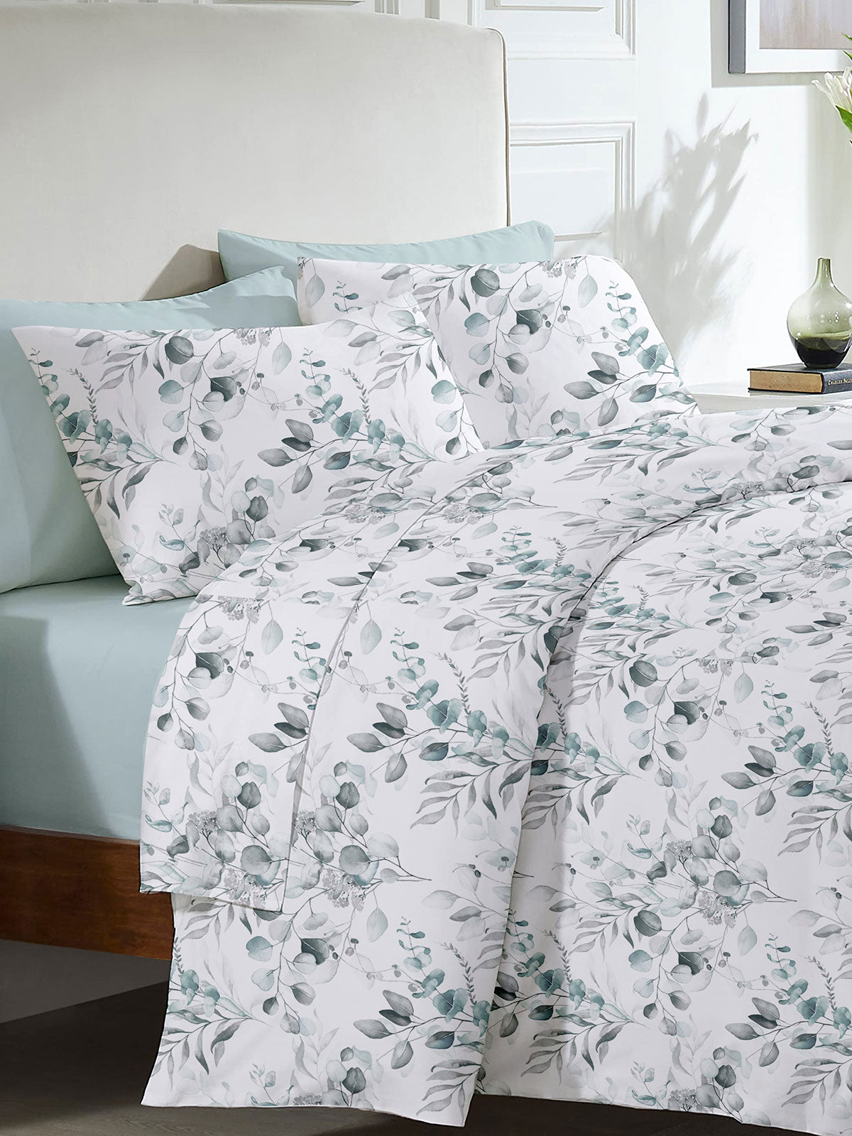 Σετ Σεντόνια Menta Εμπριμέ 560 Grey Υπέρδιπλο 235x250εκ