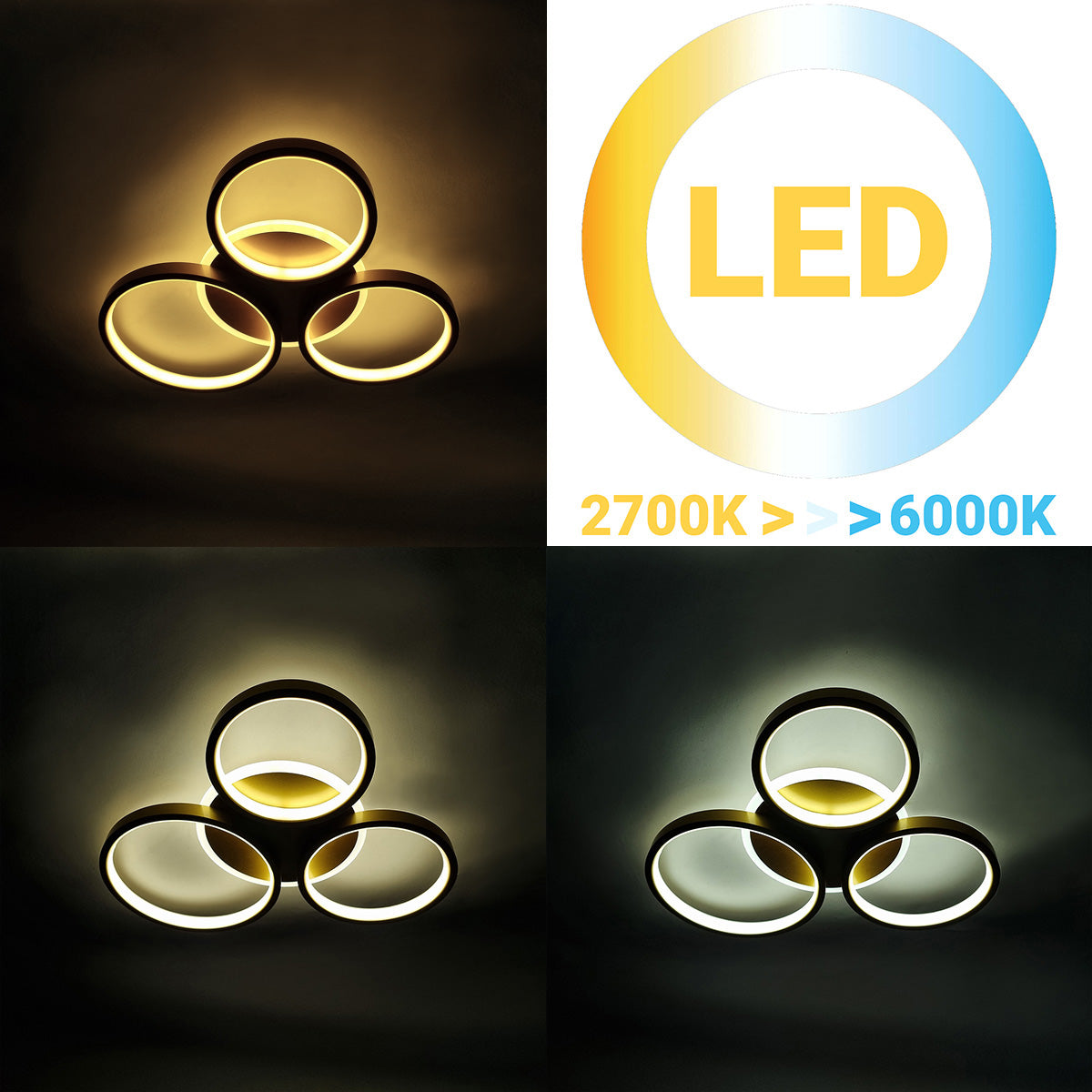 Φωτιστικό Οροφής LED 75W 42x38x5,5 εκ. Χρυσό με Controller