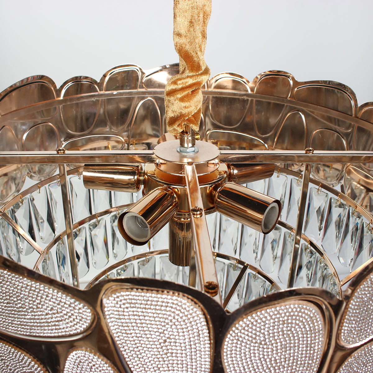 Φωτιστικό Κρεμαστό Μεταλλικό 7 x Ε14 Φ47x38 εκ. Champagne Gold με Κρύσταλλα