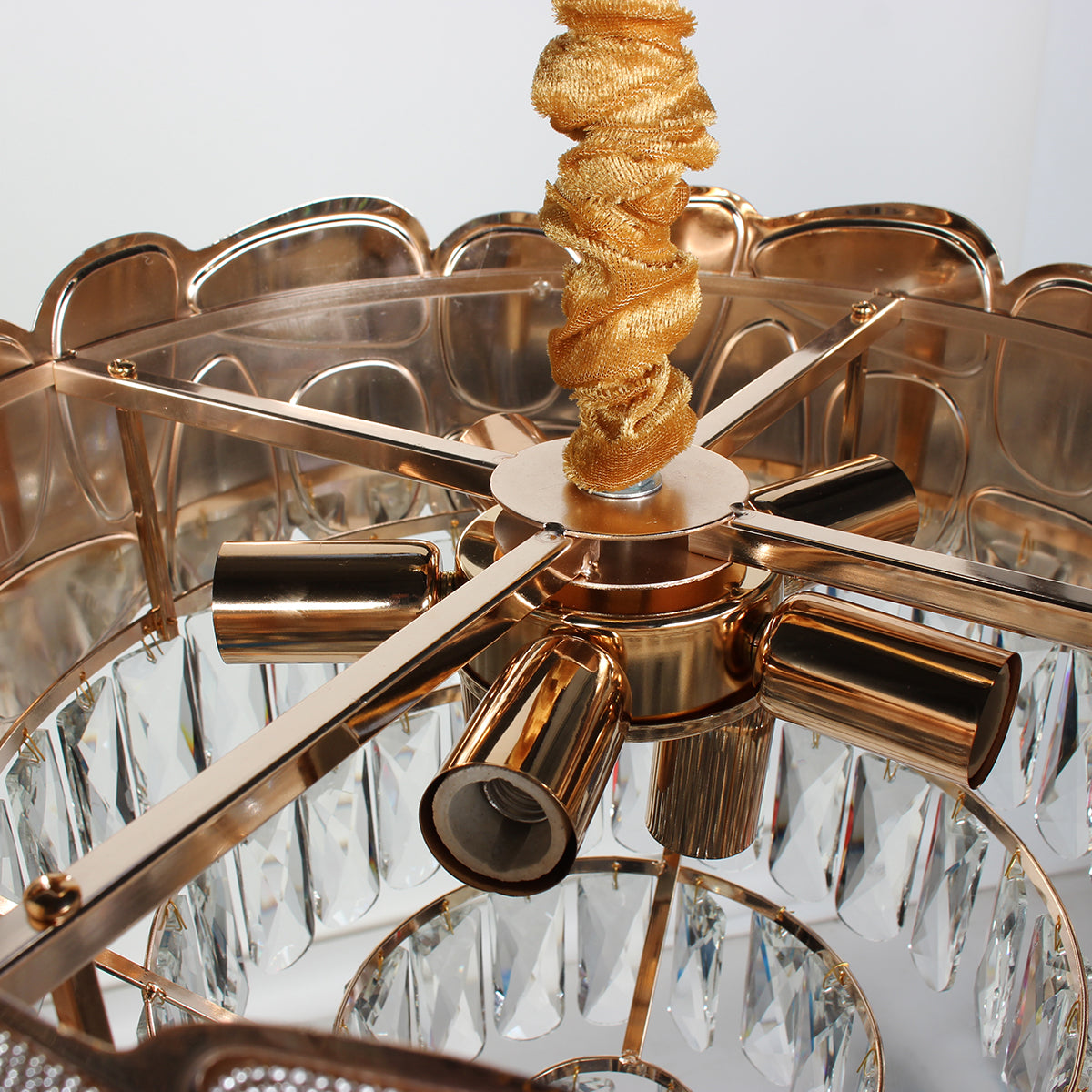 Φωτιστικό Κρεμαστό Μεταλλικό 7 x Ε14 Φ40x33 εκ. Champagne Gold με Κρύσταλλα