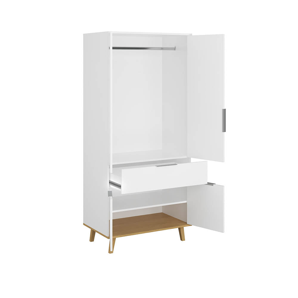 Ντουλάπα Neptune Δίφυλλη Λευκό-Σονόμα 88x55x197