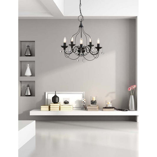 Φωτιστικό Πολύφωτο 5φ Μέταλλο Μαύρο Ε14