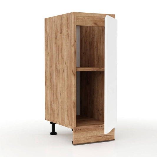 Soft Kitchen Cabinet, White with Oak, Dimensions 30x46.5x81.5