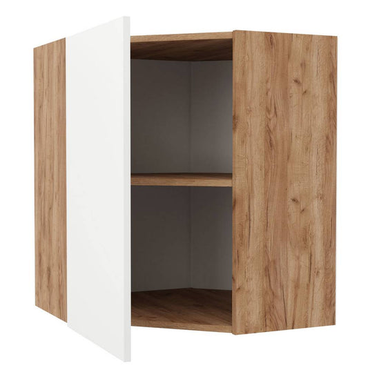 Επιτοίχιο Γωνιακό Ντουλάπι Κουζίνας Soft Λευκό με Βελανιδιά Διαστάσεις 60x60x72,8