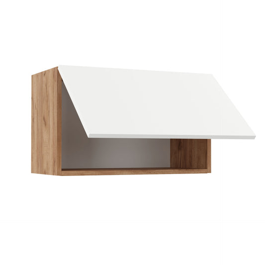 Wall-mounted Kitchen Hood Cabinet Soft White with Oak Dimensions 60x30.5x36