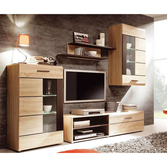 Σύνθεση Τηλεόρασης Solo 293x41x184 Sonoma με Wenge MDF Καμπυλωτό Τελείωμα