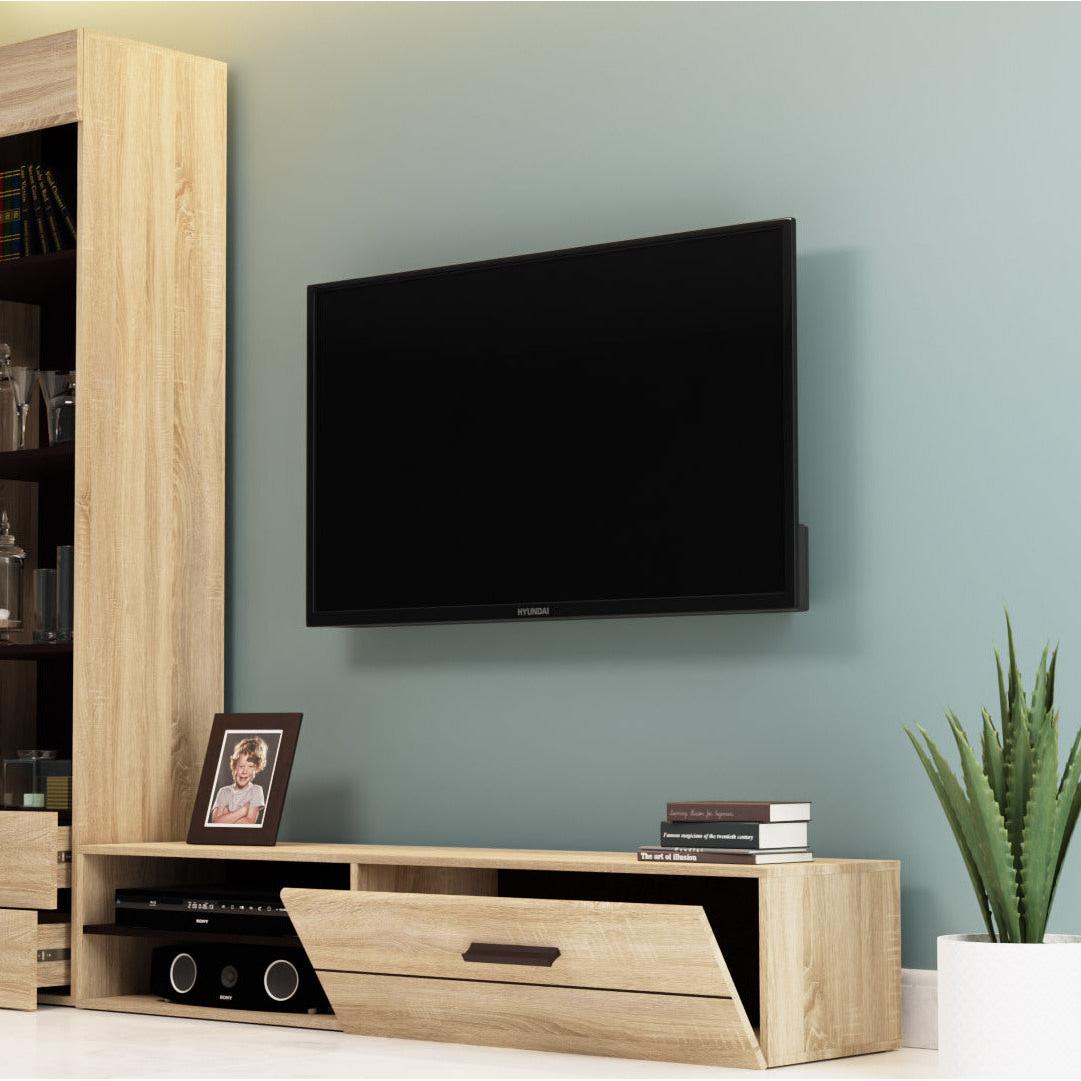 Έπιπλο TV Solo 163x41x38 Sonoma με Wenge και MDF Καμπυλωτό Τελείωμα στις Πόρτες