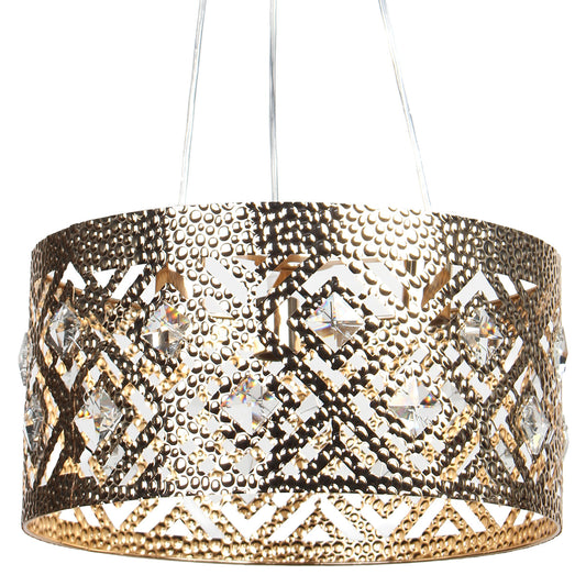 Φωτιστικό Μεταλλικό Κρεμαστό 3 x Ε27 Φ40x20 εκ. Χρυσό με Κρύσταλλα