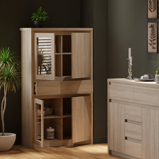 Βιτρίνα Norton Τετράφυλλη 87x40x153.5 με Συρτάρι Σονόμα Φυσικό