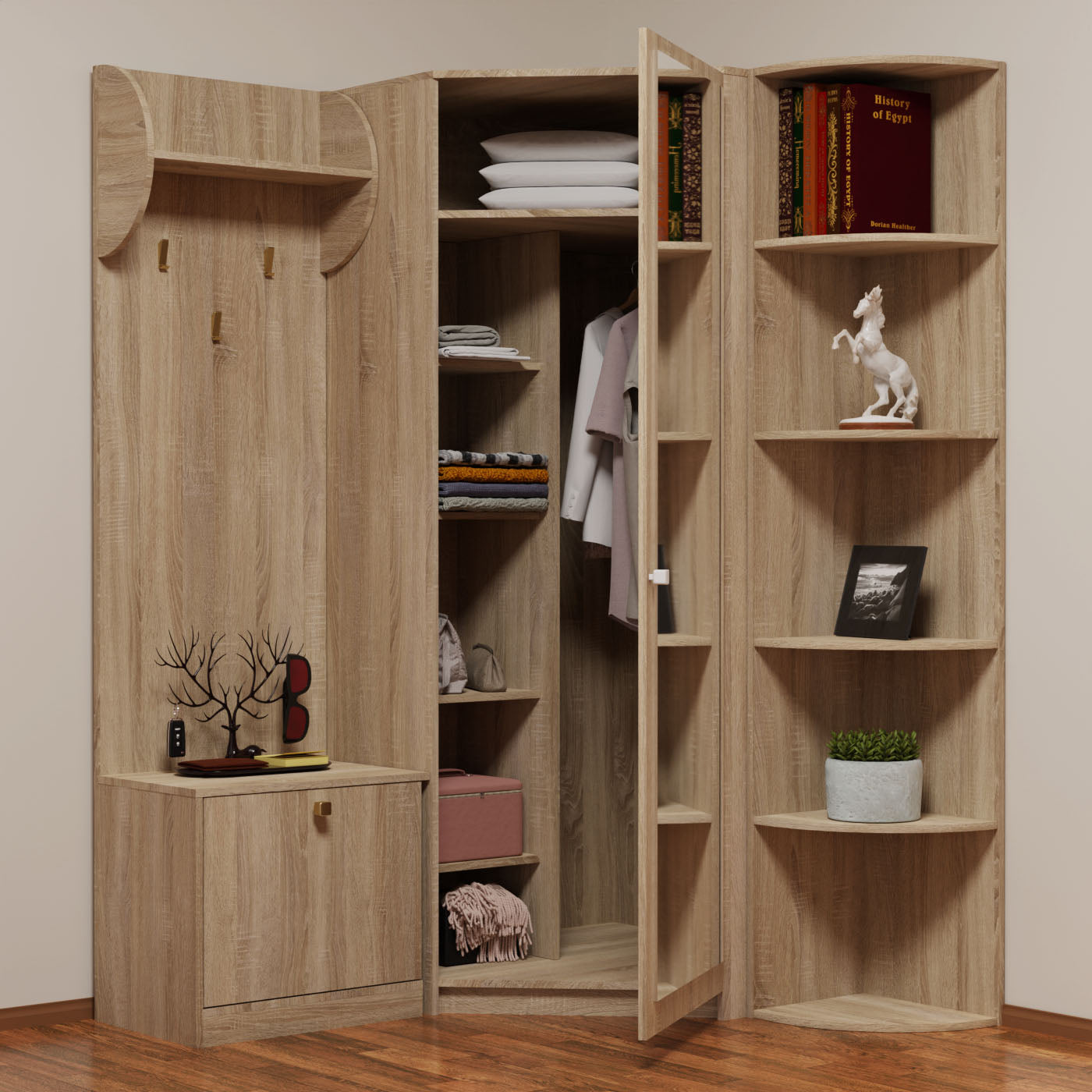 Γωνιακό Σετ Ειδόδου Oksana Σονόμα 126-143x35-40x200