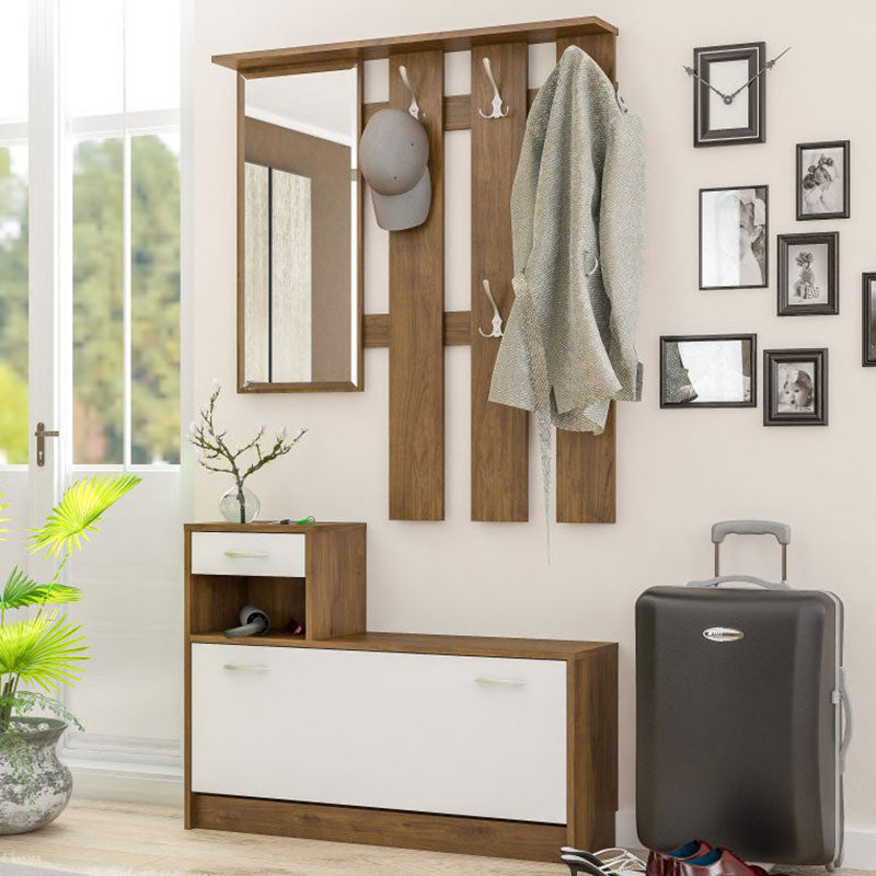 Έπιπλο Εισόδου Jamie Καρυδί-Λευκό 100x27,5x187