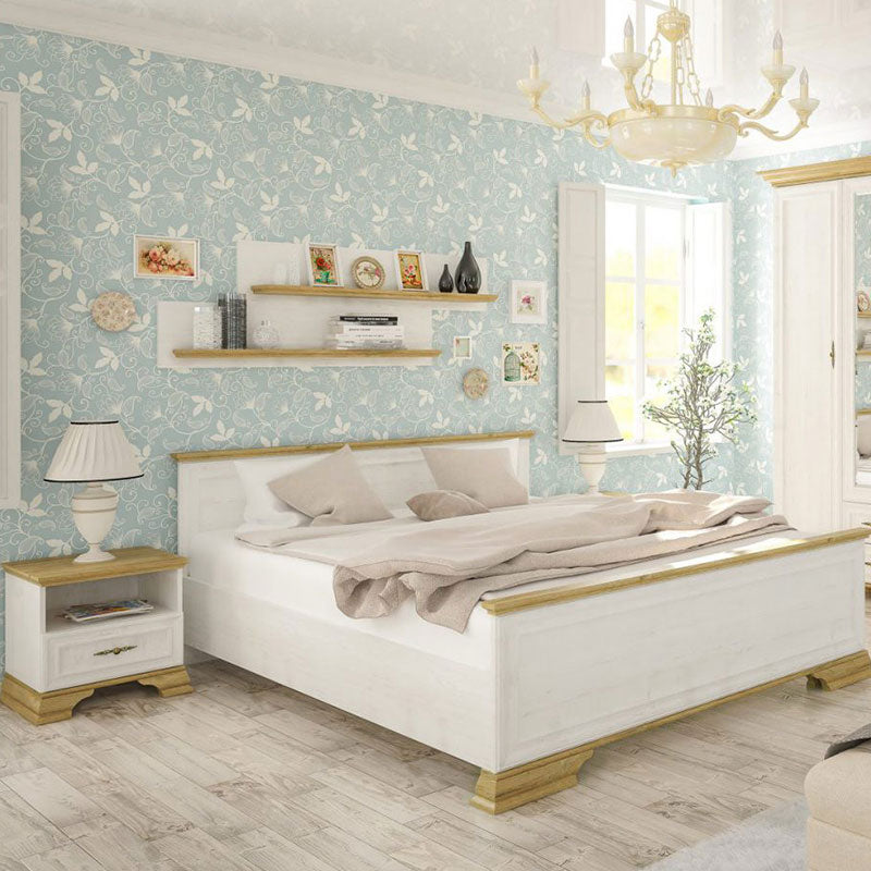 Κομοδίνο Jaden Golden Oak-Λευκό Antique 49x41x47