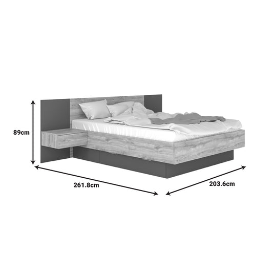 Κρεβάτι Διπλό Kantri σε Sonoma - Γκρι Απόχρωση 160x200εκ