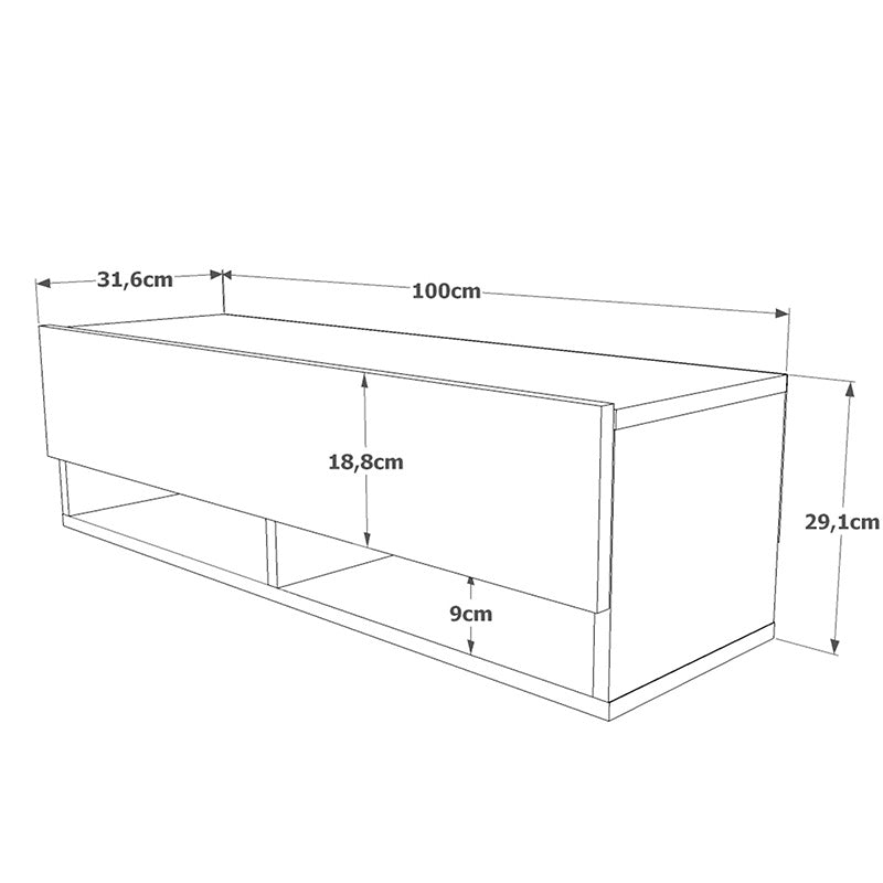 Έπιπλο Τηλεόρασης Επιτοίχιο Roscoe Ανθρακί-Oak 100x31,5x29