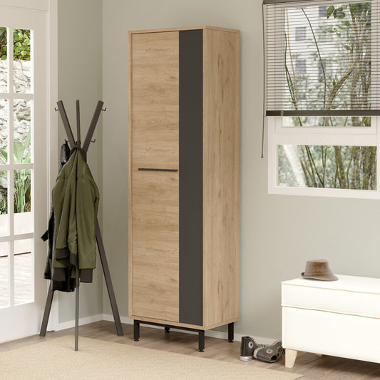 Παπουτσοθήκη Scarpiera 18 Ζευγών σε Φυσικό-Ανθρακί Απόχρωση 57.2x35.5x185.6