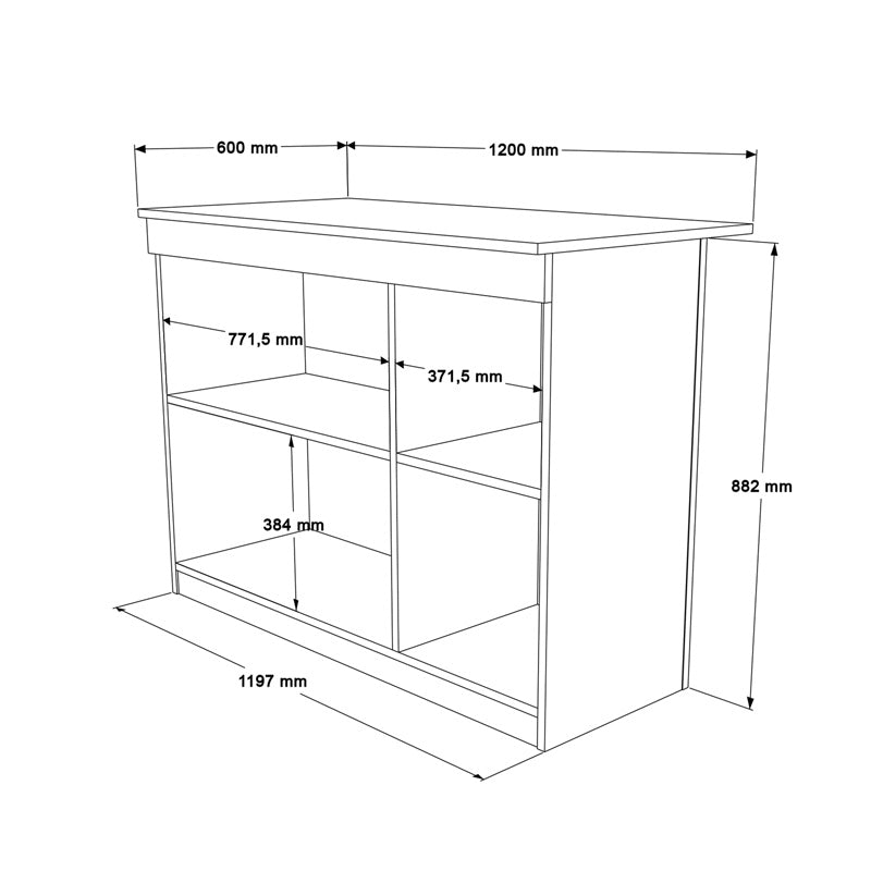 Τραπέζι-Πάγκος Κουζίνας Kogile σε Λευκή Απόχρωση 120x60x88.2