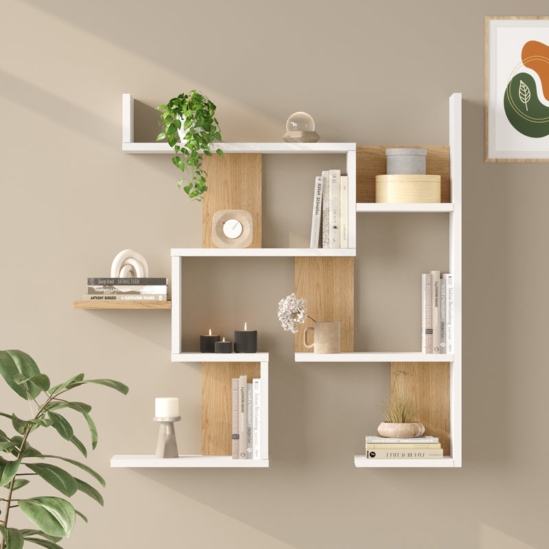 Ραφιέρα Τοίχου Maze Λευκό με Oak 93,3x14,5x90