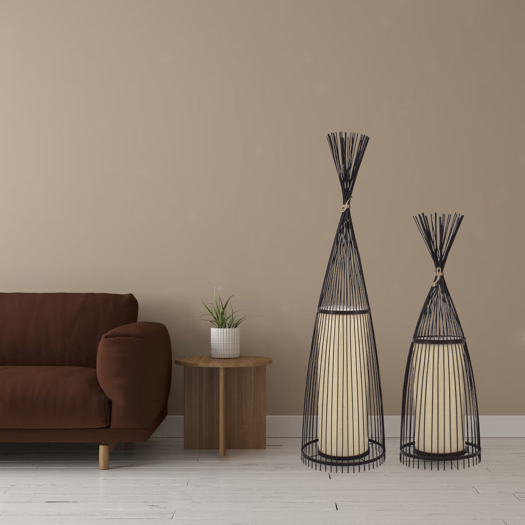 AZORES 01754 Boho Επιδαπέδιο Φωτιστικό με Ντουί 1 x E27 AC 220-240V IP20 - Καφέ & Μπεζ - Μ30 x Π30 x Υ90