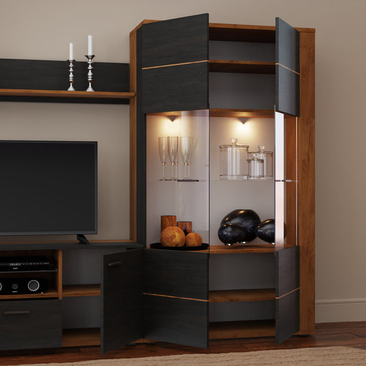 Βιτρίνα Δίφυλλη Adel Καπνού (Tobacco) με Γκρι 95.1x39.6x167.5