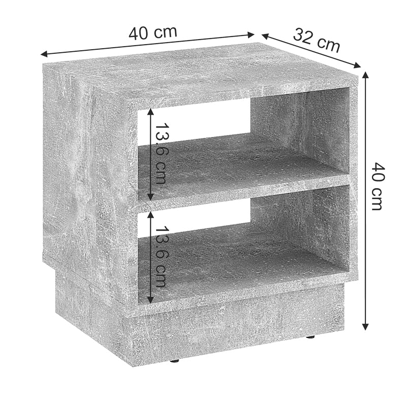 Κομοδίνο Mason Μελαμίνης σε Γκρι Απόχρωση Μαρμάρου 40x32x40