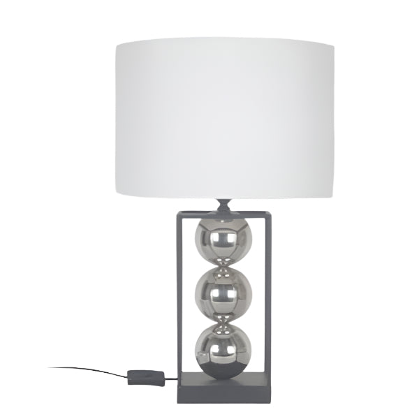 ΕΠΙΤΡΑΠΕΖΙΟ ΦΩΤΙΣΤΙΚΟ ΜΕ ΥΦΑΣΜΑΤΙΝΟ ΚΑΠΕΛΟ ΜΕΤΑΛΛΙΚΟ ΜΑΥΡΟ-ΑΣΗΜΙ-ΛΕΥΚΟ 33x53εκ