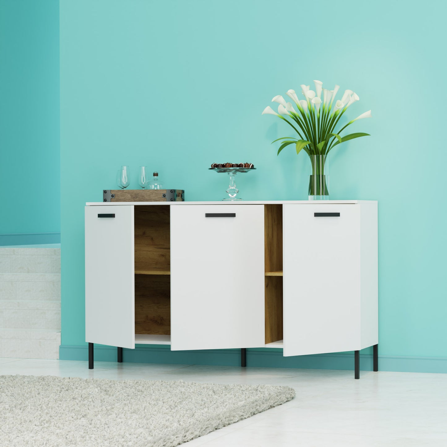 Μπουφές Santes Λευκός 155x42x92.5