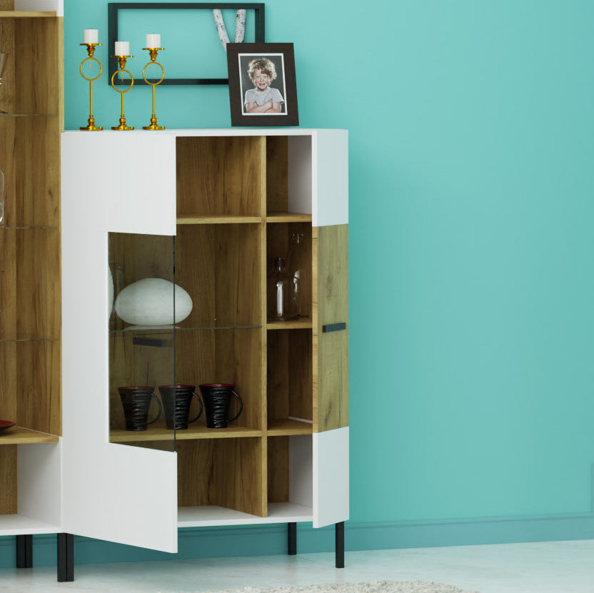 Βιτρίνα Santes Χρυσό Δρυς-Λευκό 90x42x134.50