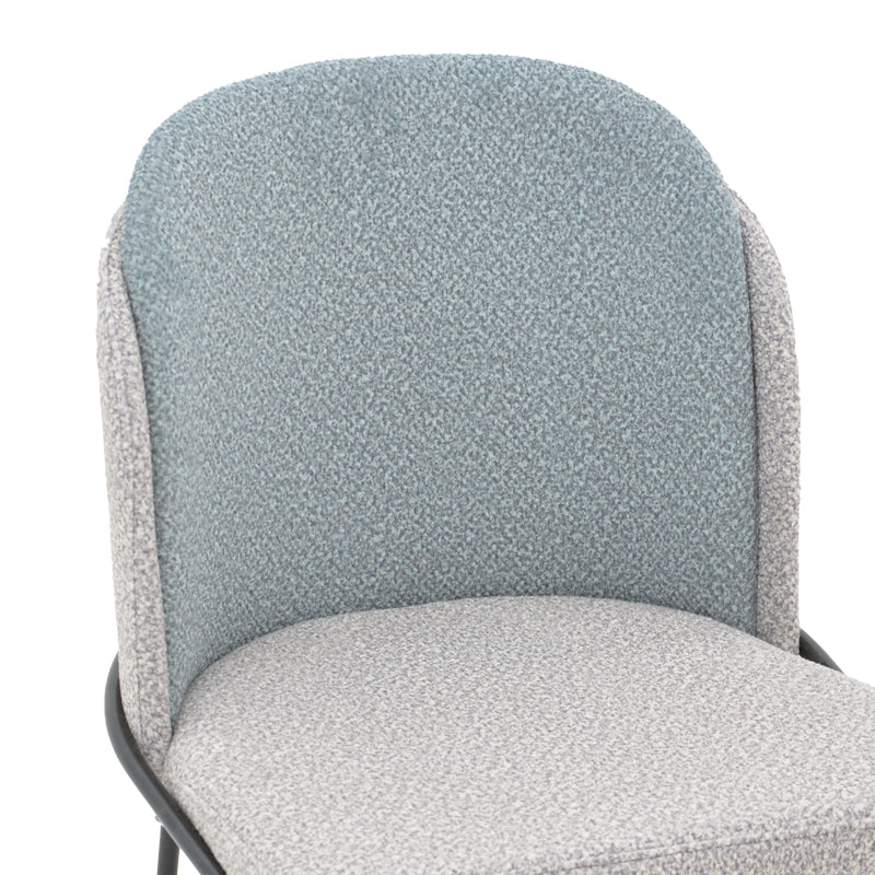 Καρέκλα Dore Γκρι-Γαλάζιο Μπουκλέ Ύφασμα-Μαύρο Μέταλλο 50X47.5X82