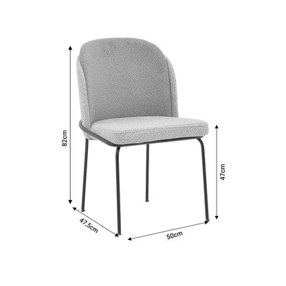 Καρέκλα Dore Εκρού-Γκρι Μπουκλέ Ύφασμα-Μαύρο Μέταλλο 50X47.5X82