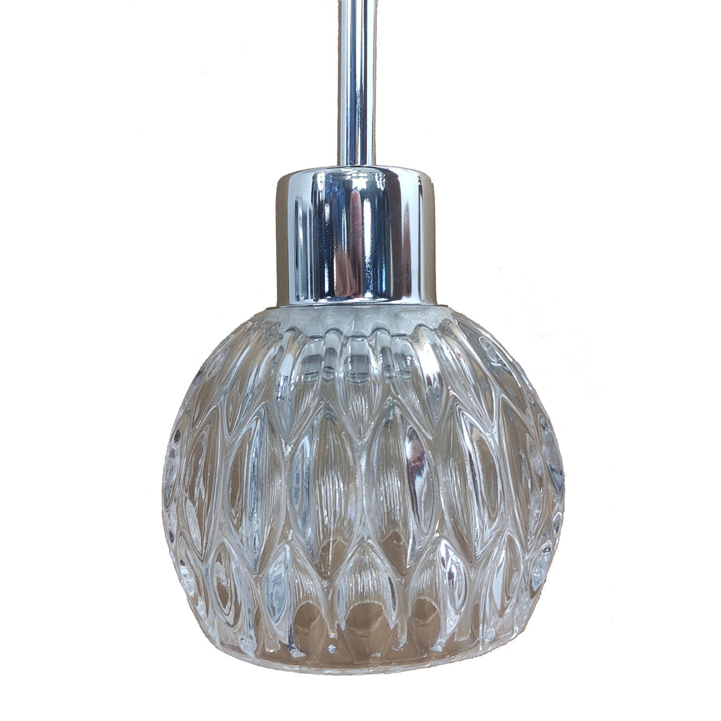 Φωτιστικό Κρεμαστό Μονόφωτο Γυάλινο-Χρώμιο Ε27 Φ11x150